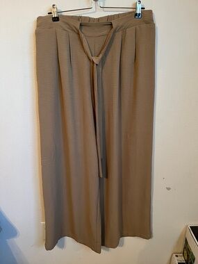 Wide Leg Tie-Waist Pants - Taupe